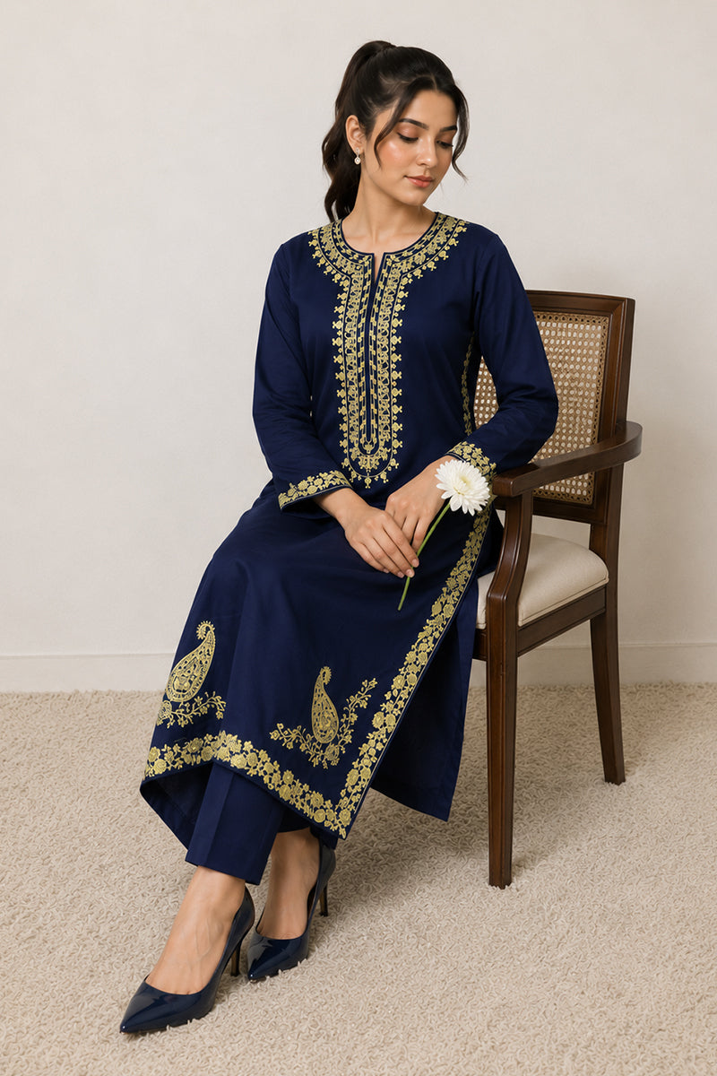 Navy Paisley